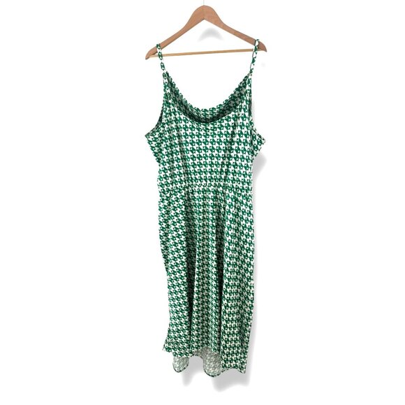 Green Ivory Geometric Print Cowl Neck Satin Midi Dress Size 3X 22 24‎ Plus Size - Picture 6 of 10